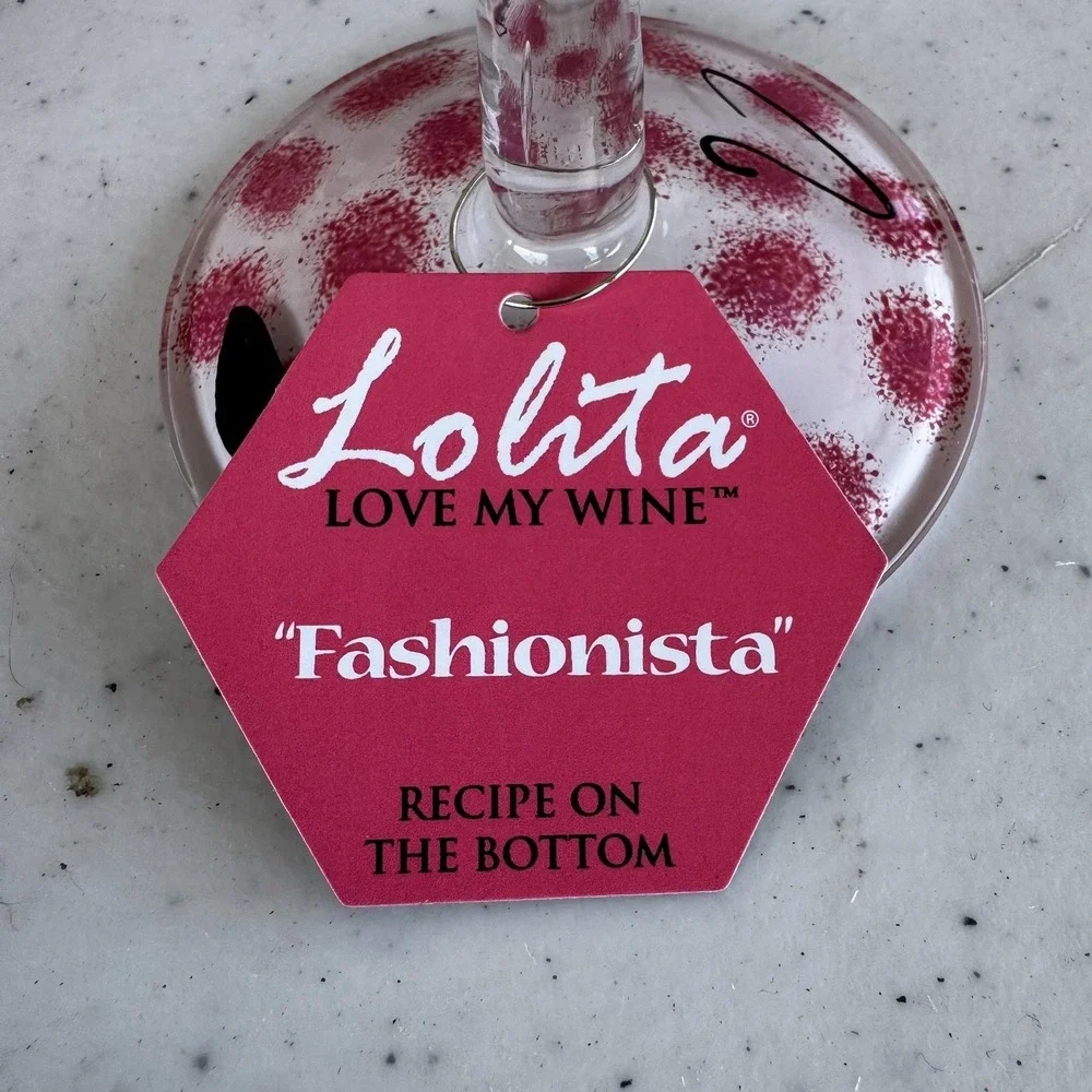 Lolita Hand Painted Wine‎ Glass 15oz Fashionista Recipe on Bottom